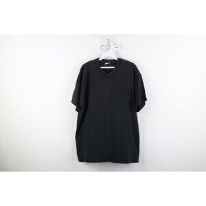 Vintage 90s Streetwear Mens XL Distressed Blank Heavy Cotton T-Shirt Black USA